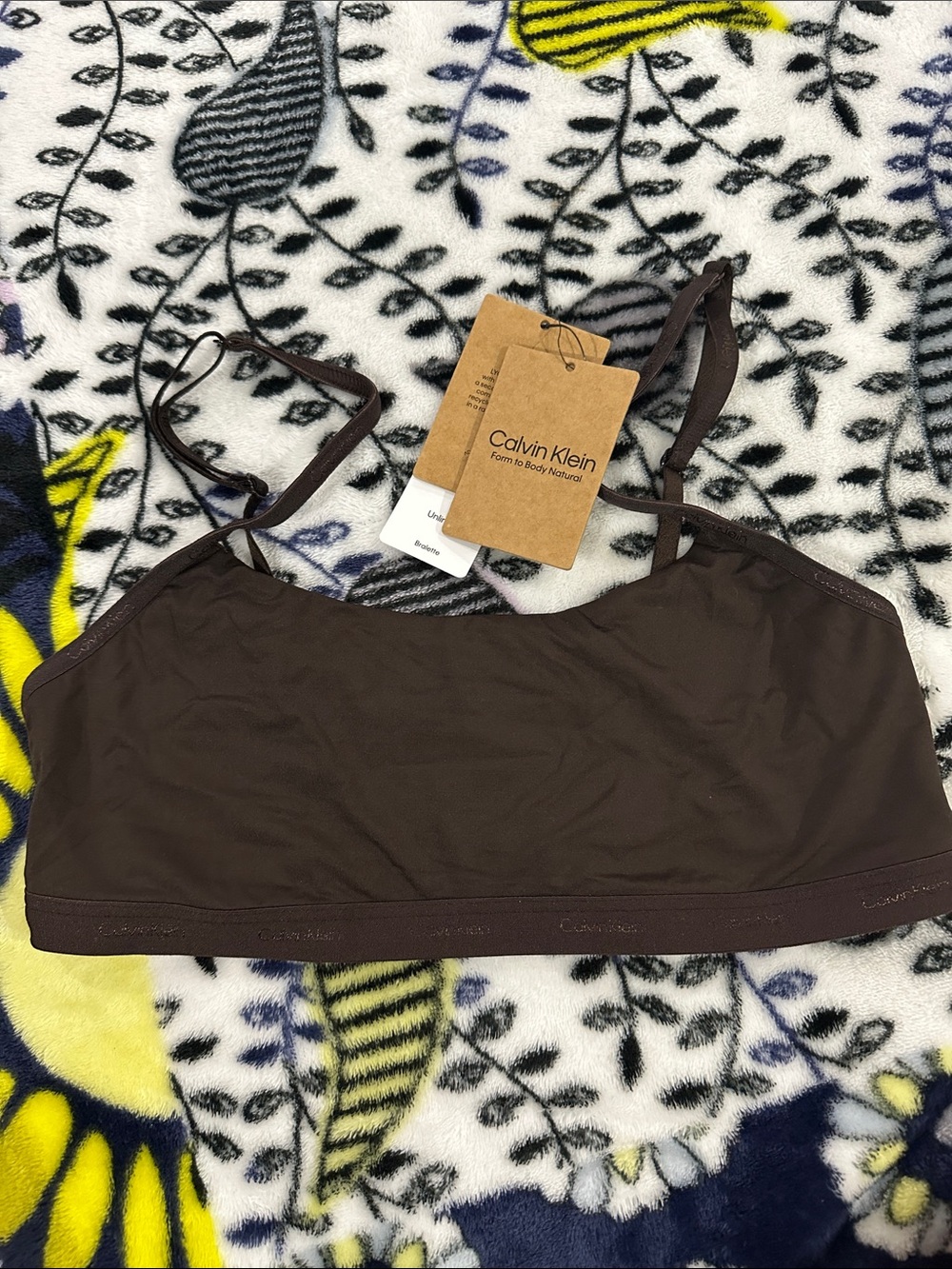 Calvin Klein Brown Stretch Bralette with Adjustable Straps